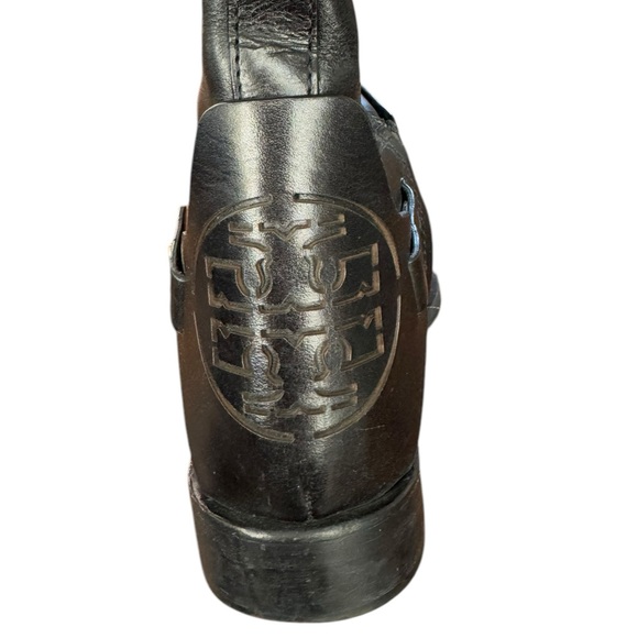 TORY BURCH Black Leather Knee-High Riding Boots Side Zip Derby Equestrian Size 9 - Picture 4 of 12